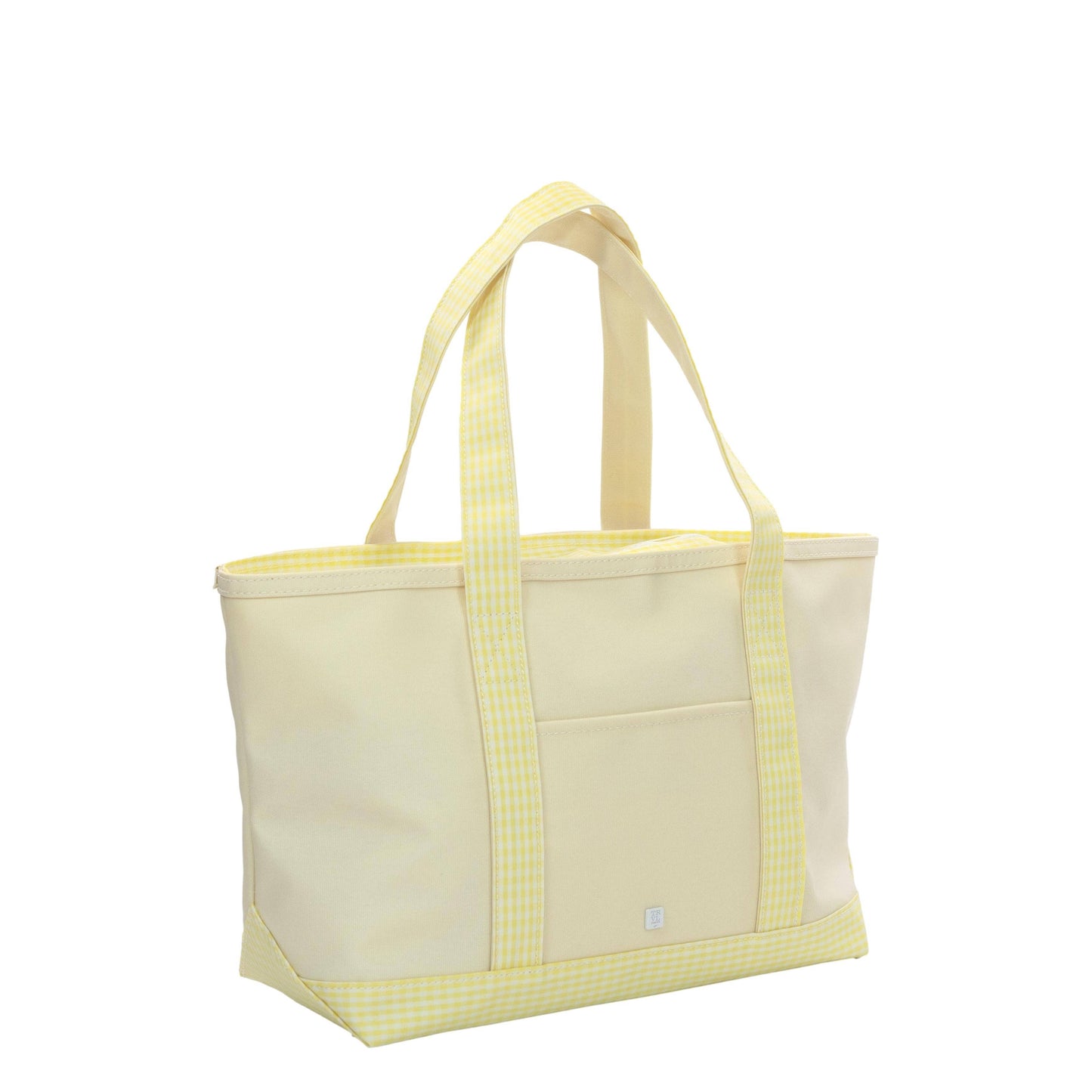 Medium Tote - Coated Canvas Natural w Buttercup Gingham Trim