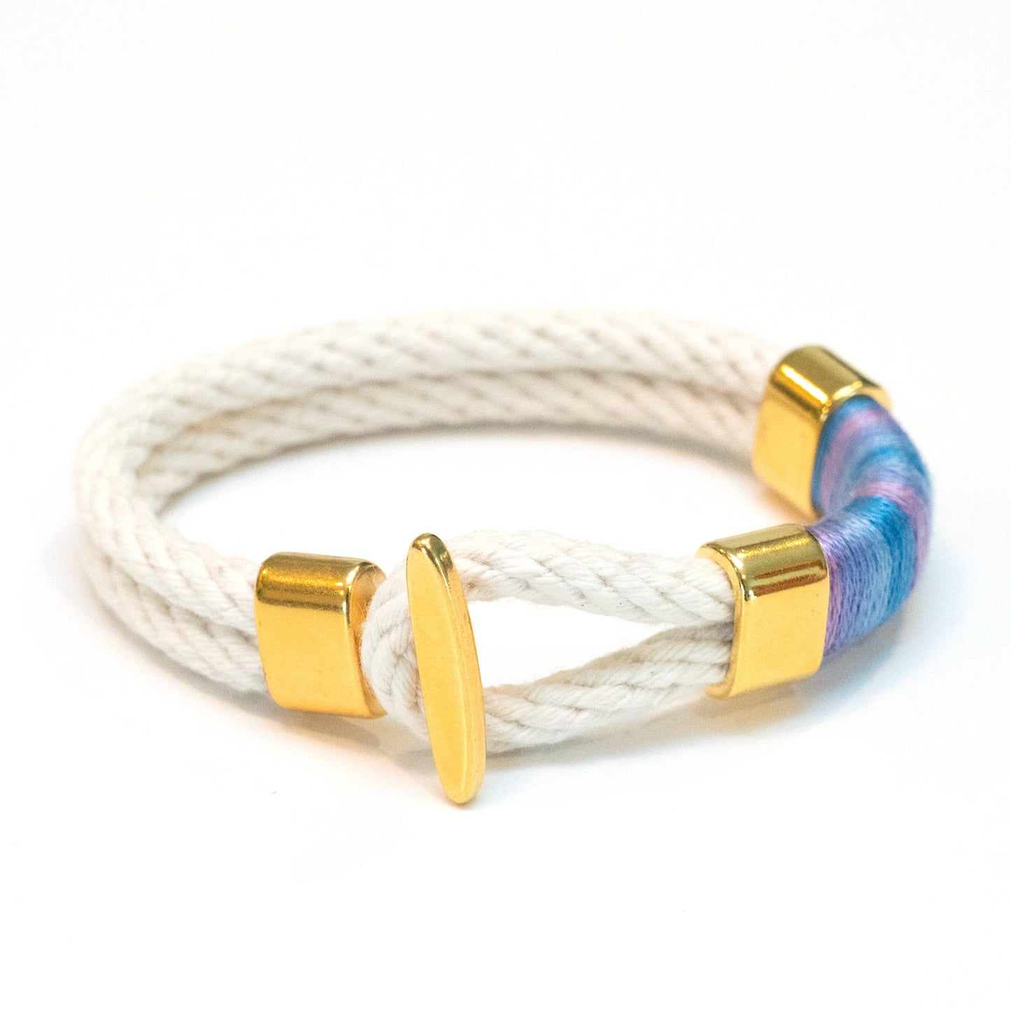 Cambridge - Ivory/Hydrangea/Gold - Nautical Rope Bracelet
