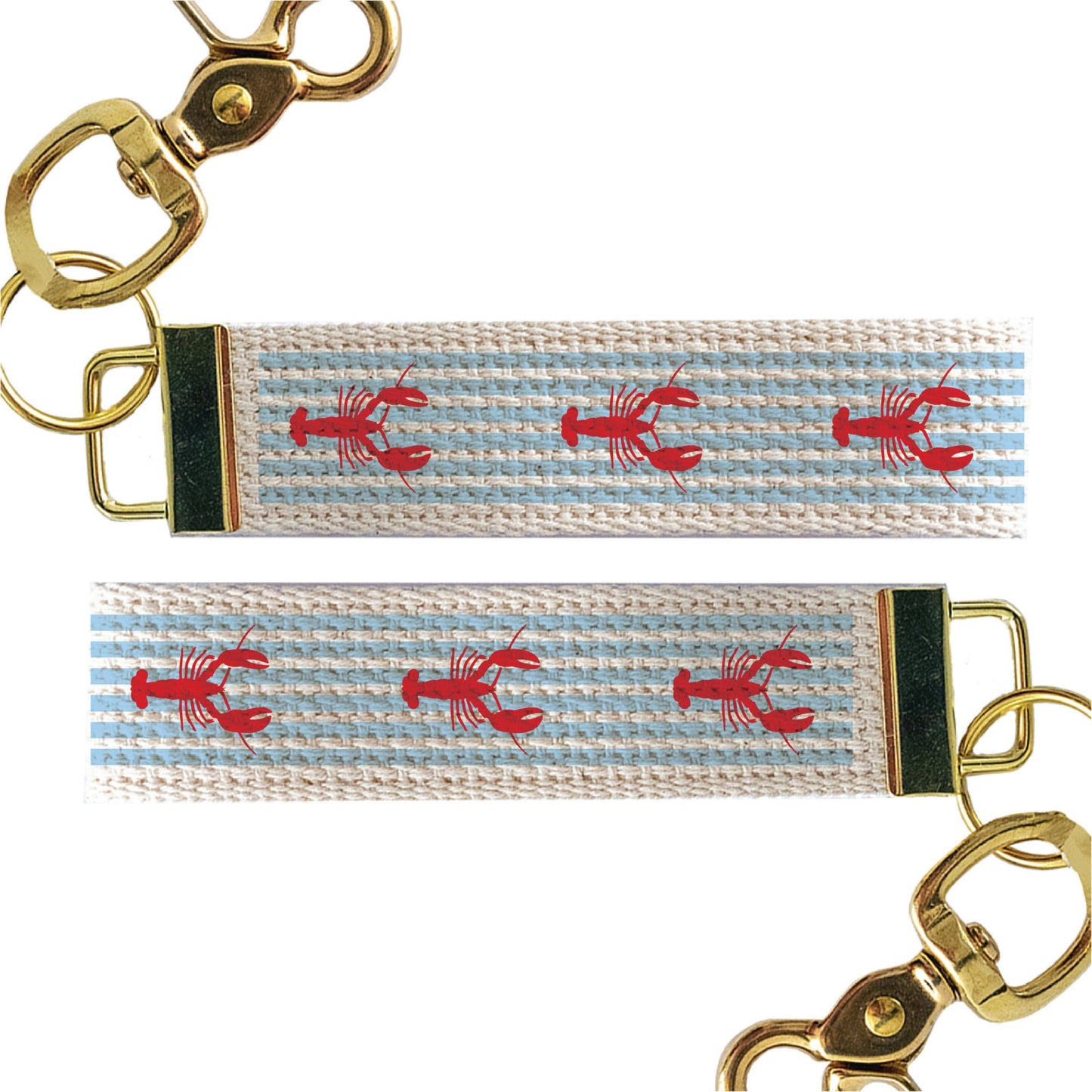 Lobster Blue Stripe Keychain