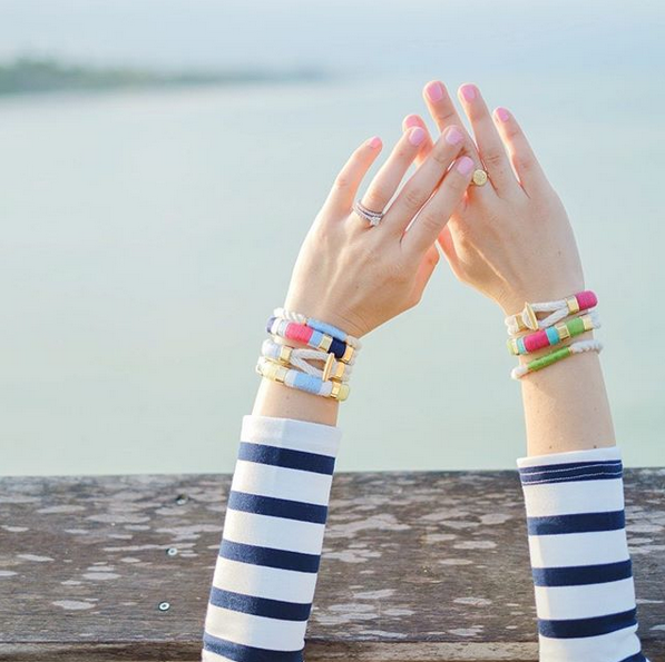 Beacon Bracelet - Ivory/Light Blue/Gold