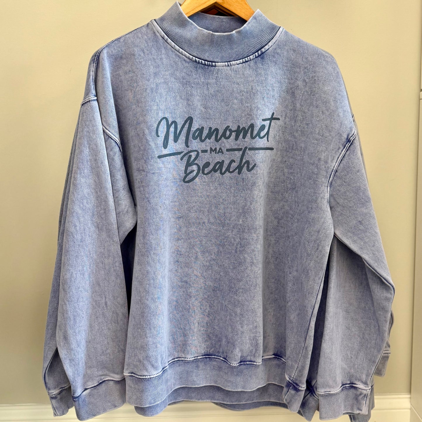 Manomet Beach Script - Denim Mockneck