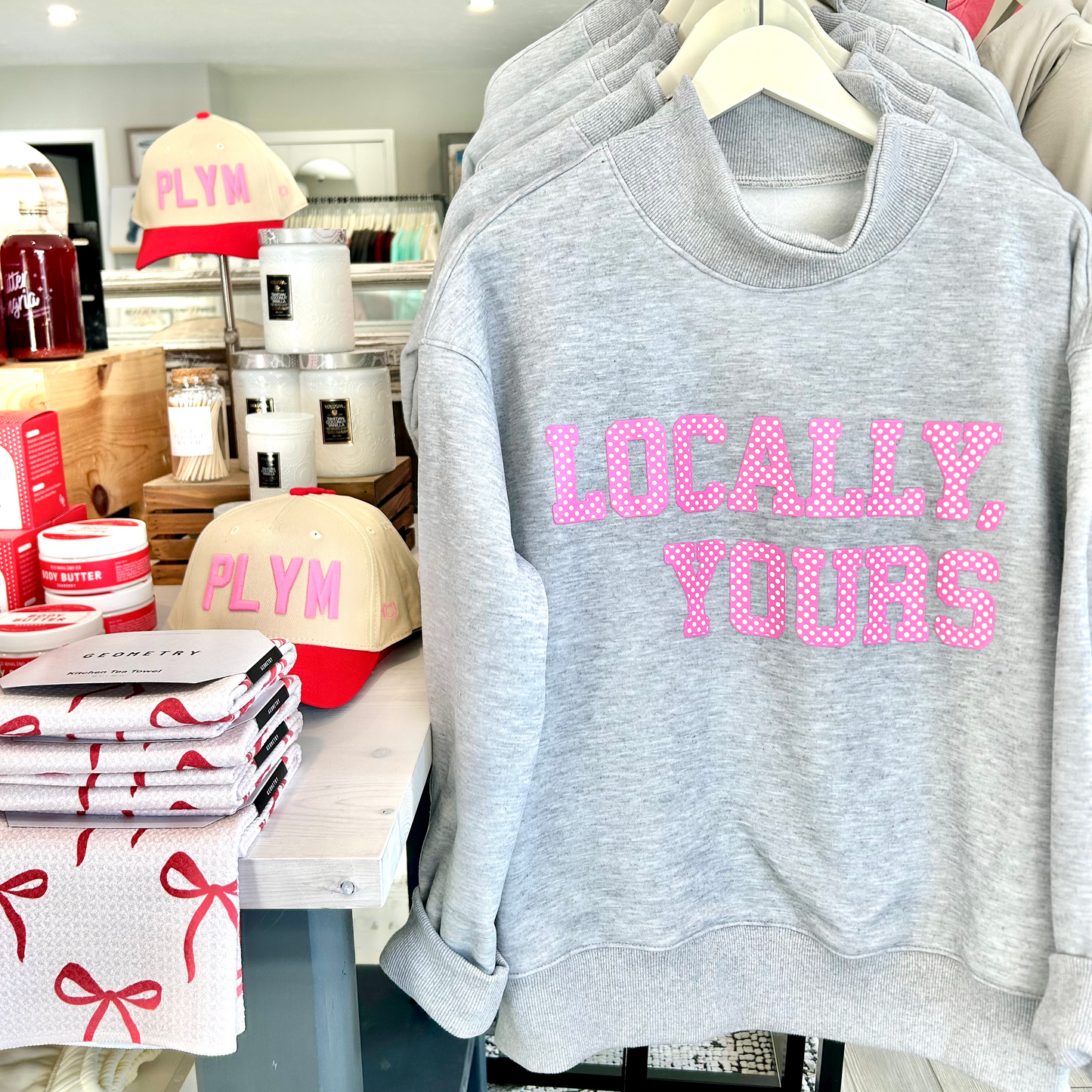 Yours, Truly - Locally, Yours Mockneck - Pink Polka