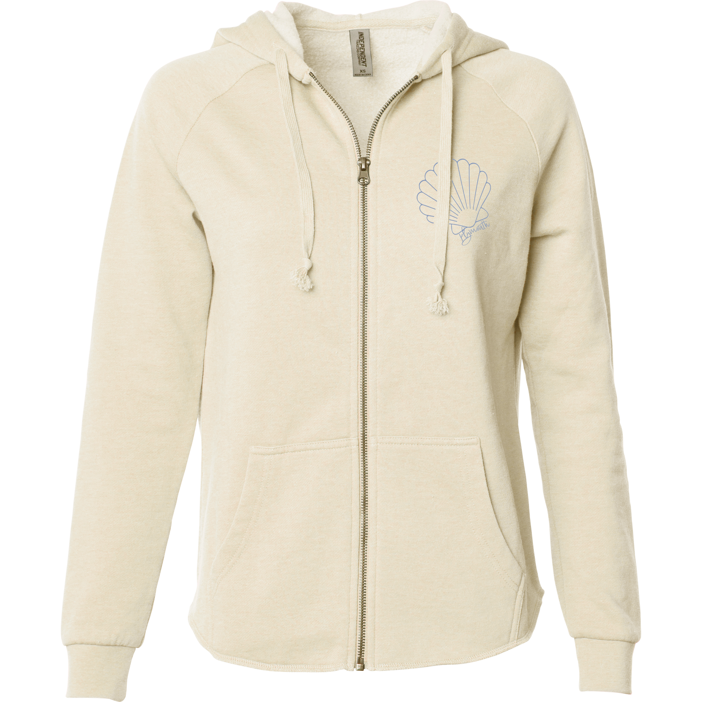 Women's Beachy Scallop Zip Up - Pale Yellow