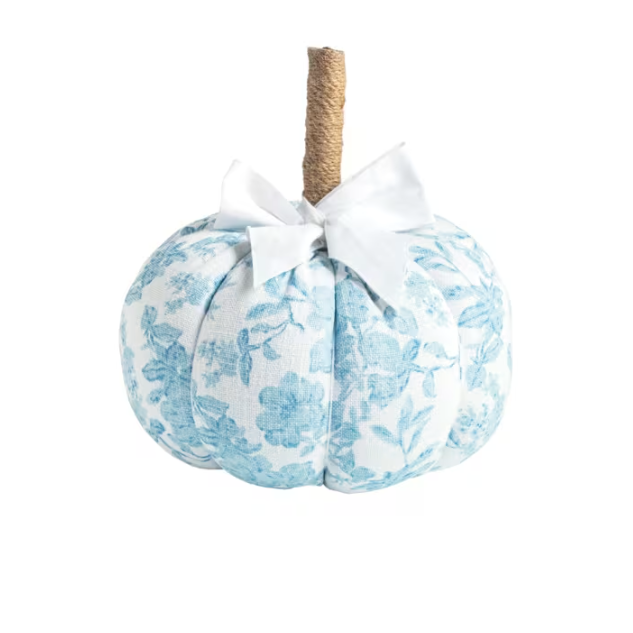 Blue Topiary Fabric Pumpkin