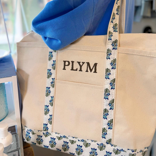 Medium Block Print Canvas Tote - PLYM