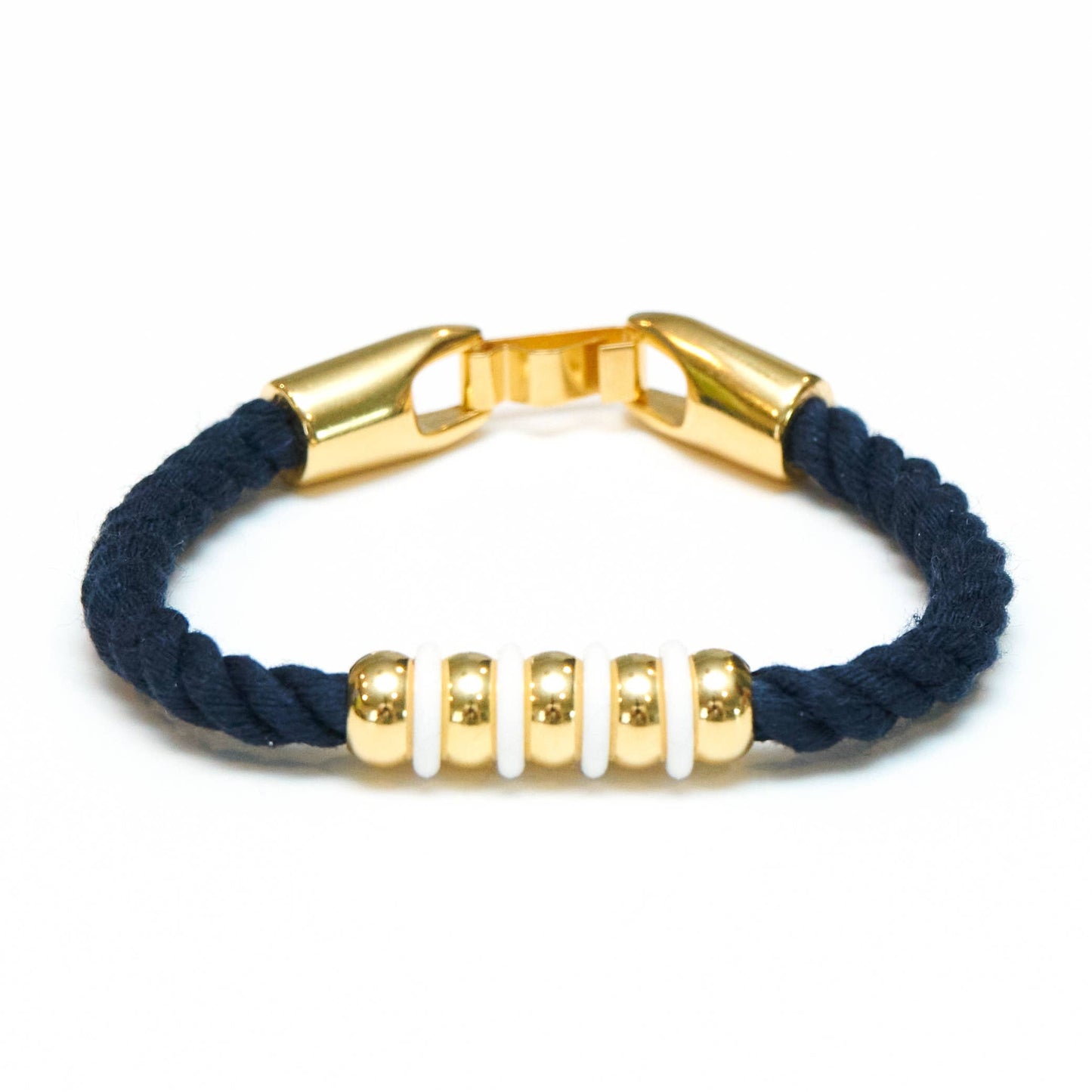 Regent - Navy/White/Gold - Nautical Rope Bracelet