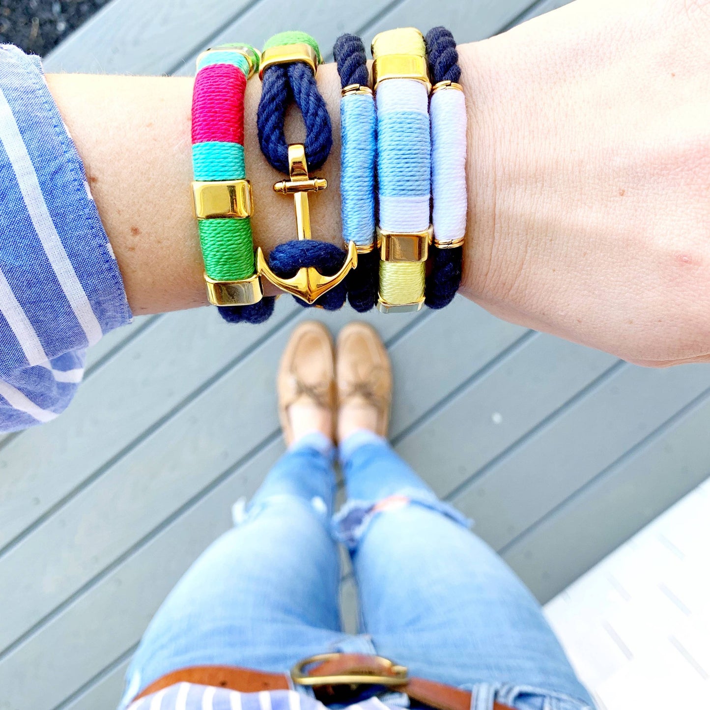 Newbury - Navy/Yellow/White/Blue/Gold - Nautical Bracelet