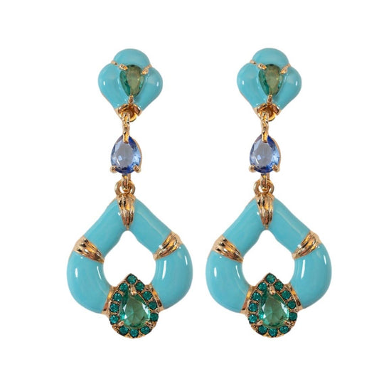 Aegean Dream Crystal Turquoise Teardrop Statement Earrings