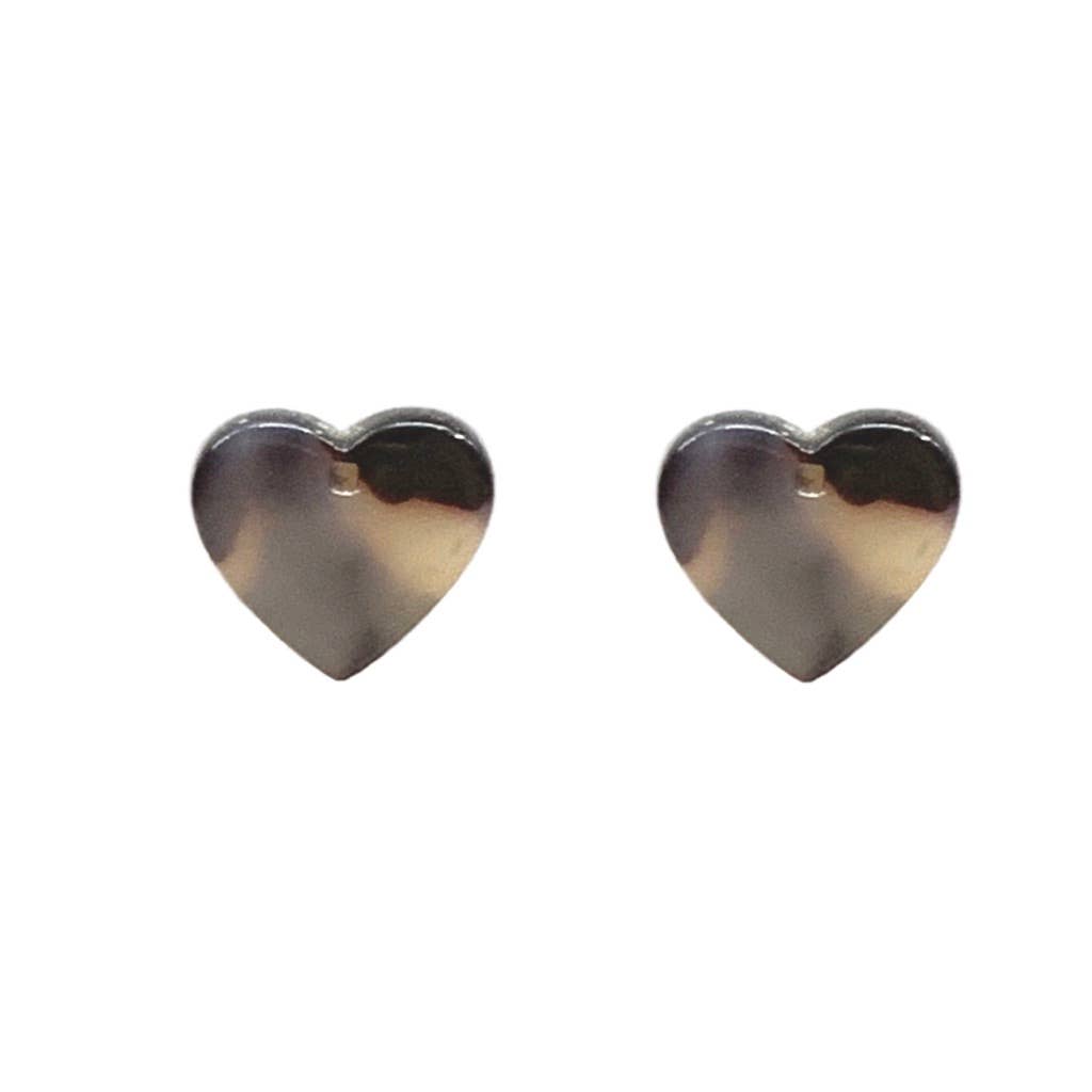 Brown Tortoise Heart Studs