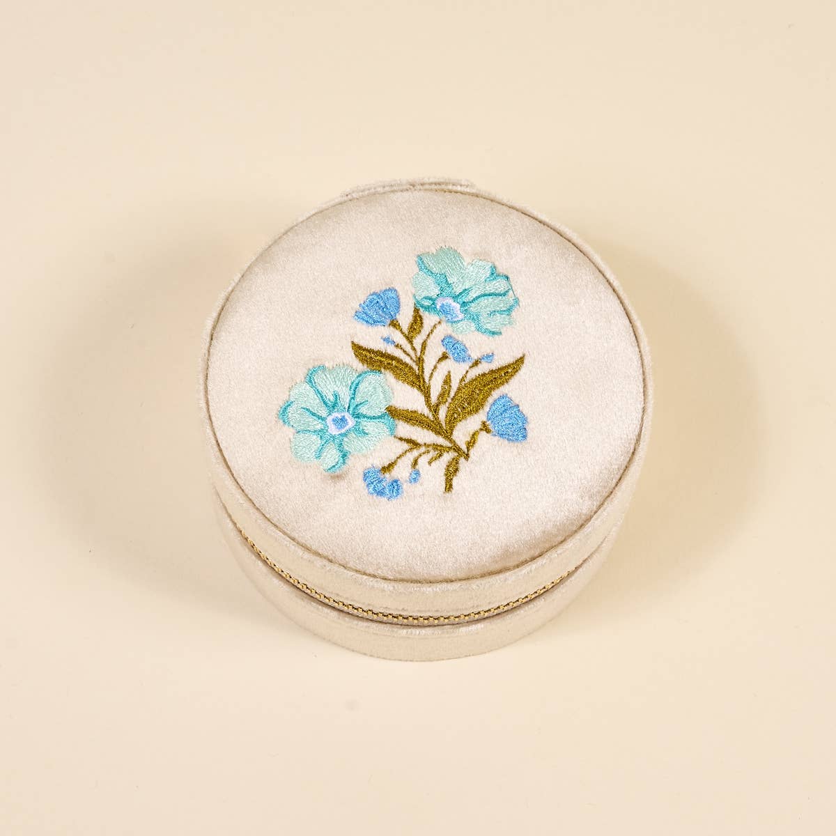 Round Velvet Jewelry Case – Poppin' Petals Aqua
