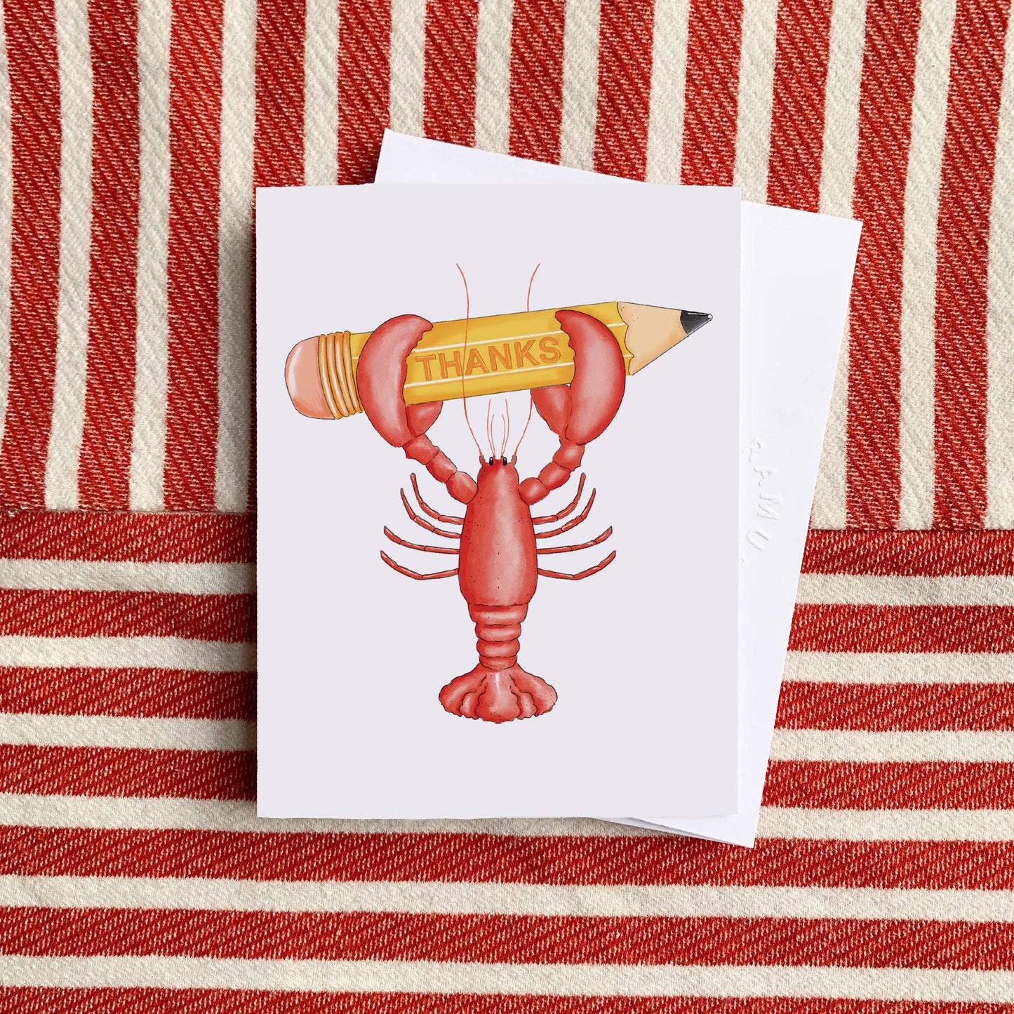 Lobster Pencil Thanks Greeting Card