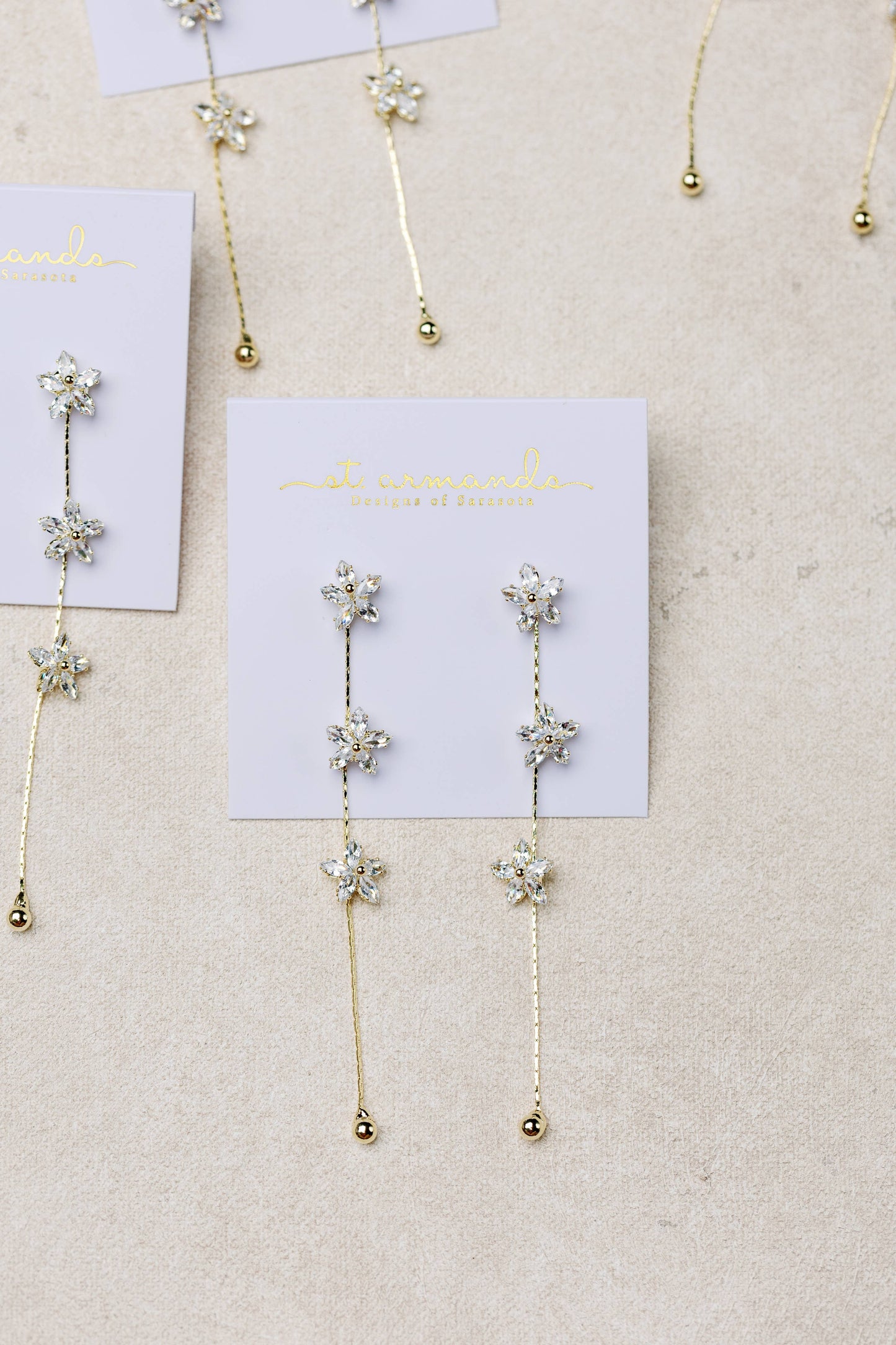 Diamond Daisy Gold Duster Drop Earrings