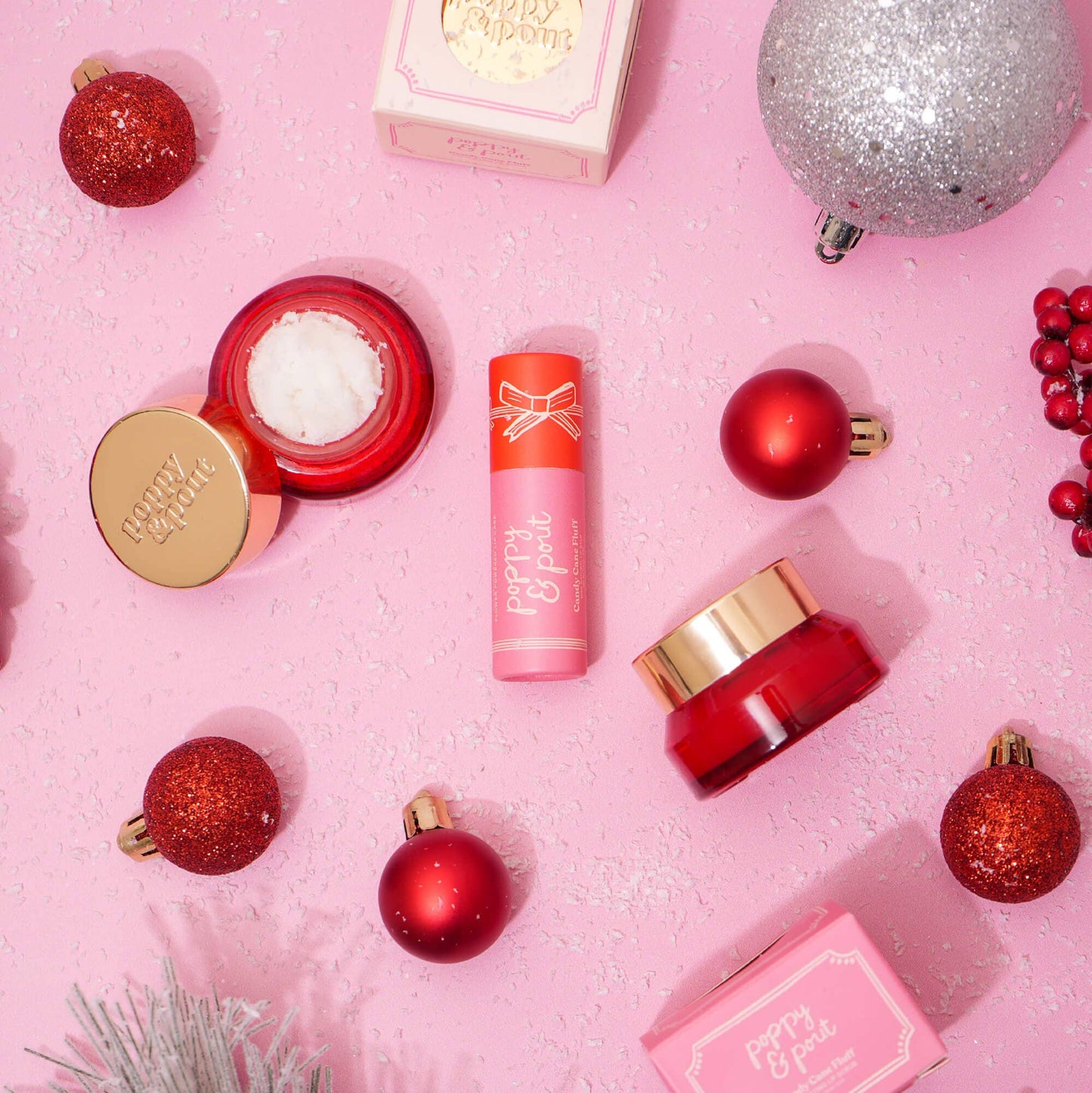 Poppy & Pout Limited Edition, Lip Balm, Holiday, Candy Cane Fluff