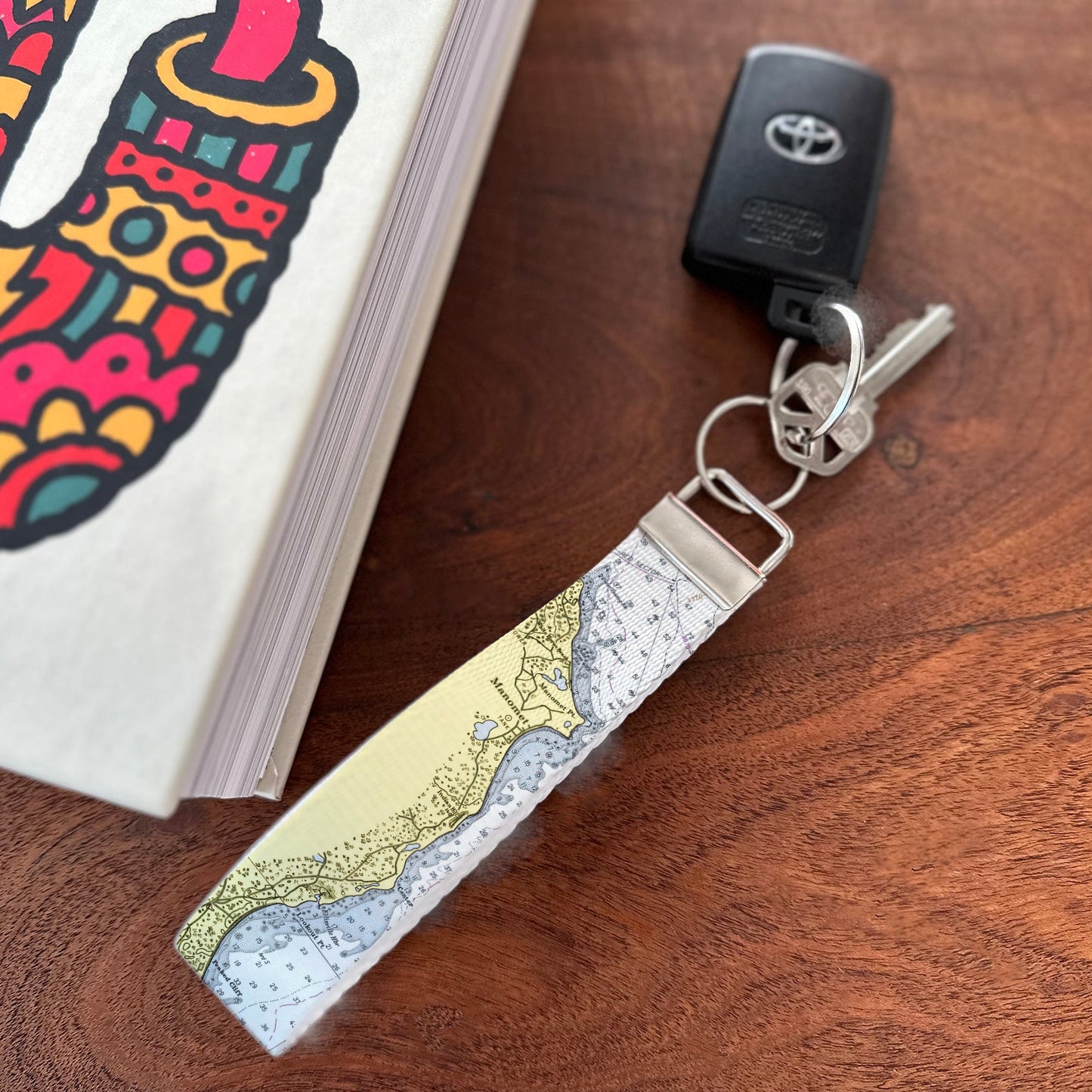 Manomet Nautical Chart Map - Wrist Keychain