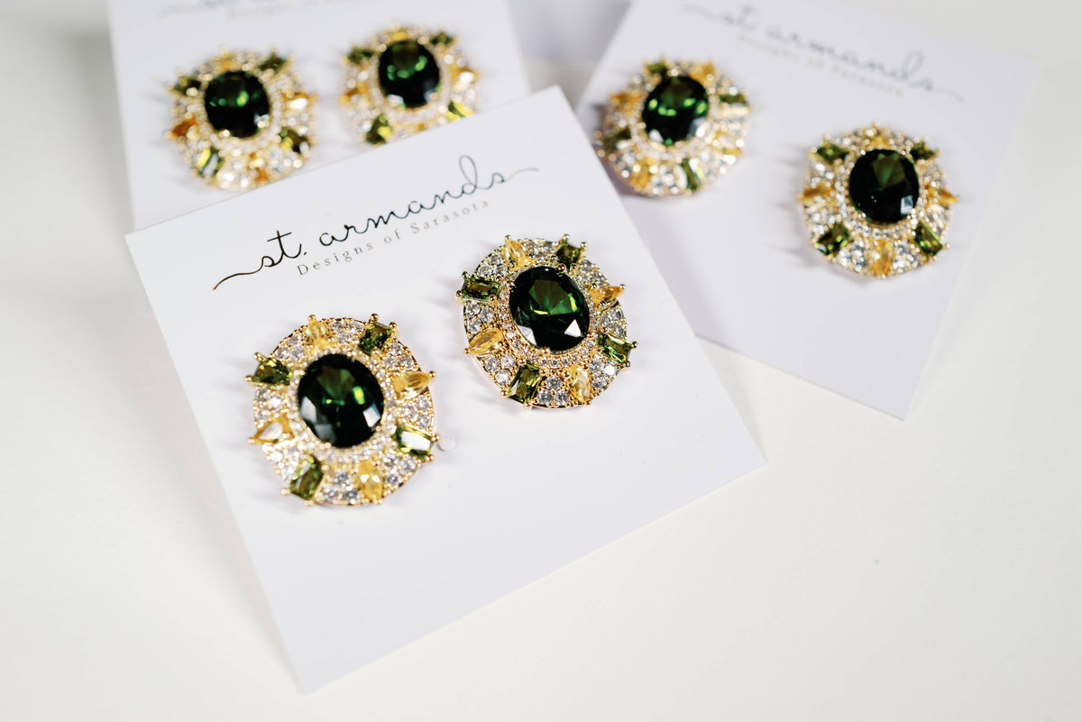 Olive & Canary Oval Luxe Statement Earrings