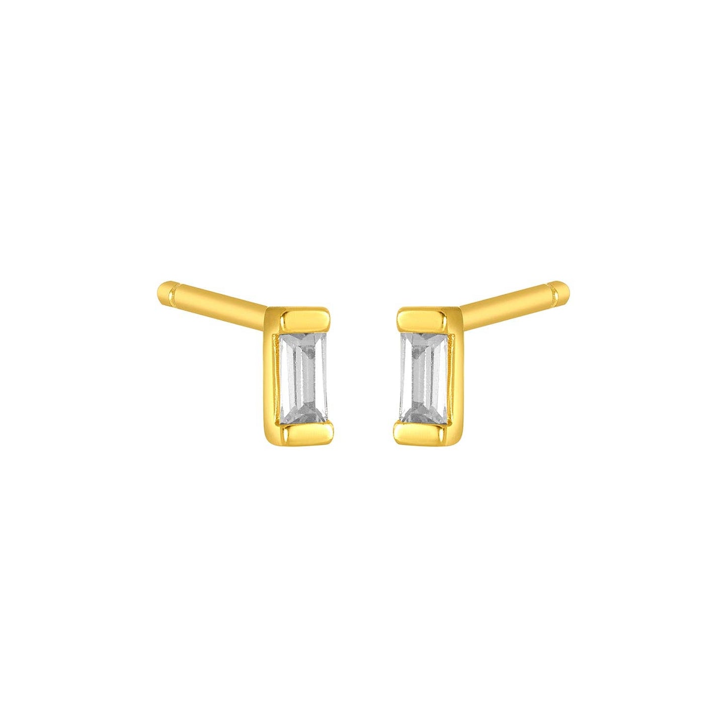 MINIMALIST BAGUETTE STONE ADA STUDS GOLD: GOLD