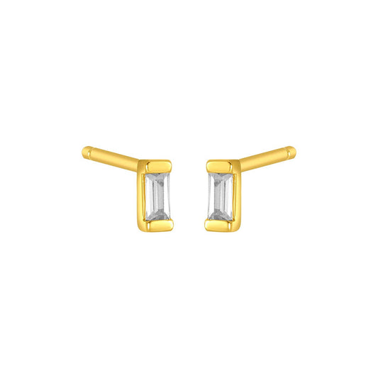 MINIMALIST BAGUETTE STONE ADA STUDS GOLD: GOLD