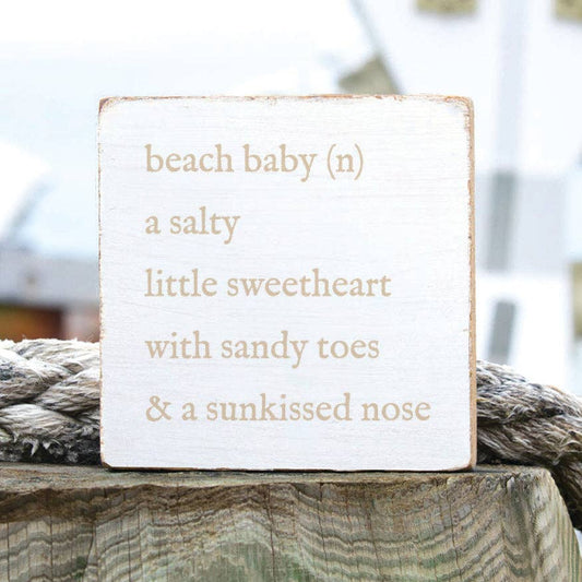 Beach Baby A Salty Square Block Sign