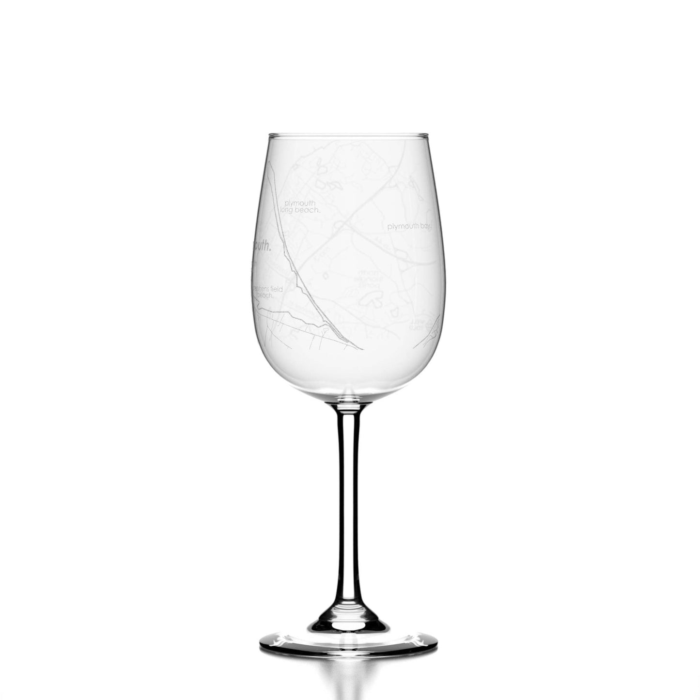 Plymouth MA Map Stemmed Wine Glass