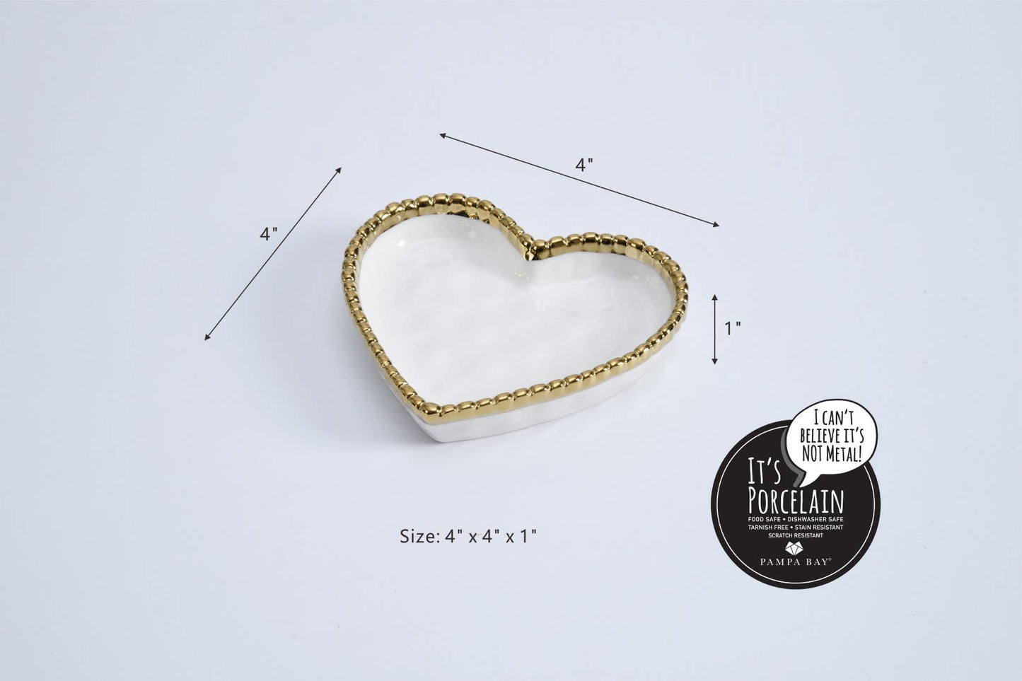 Mini Heart Dish - White + Gold Trim