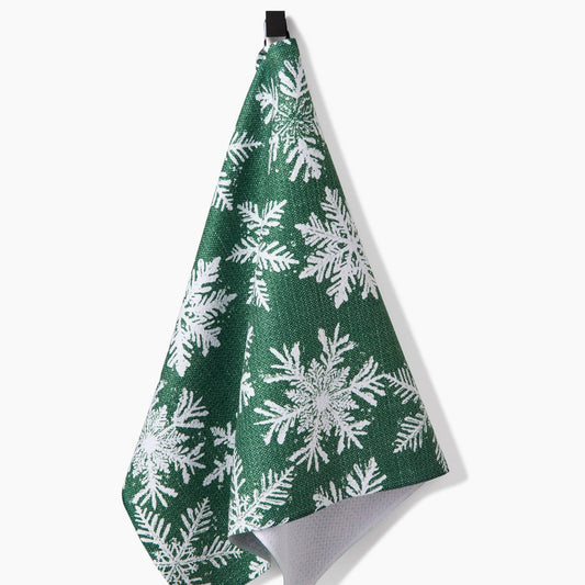 Snowy Days Green Tea Towel
