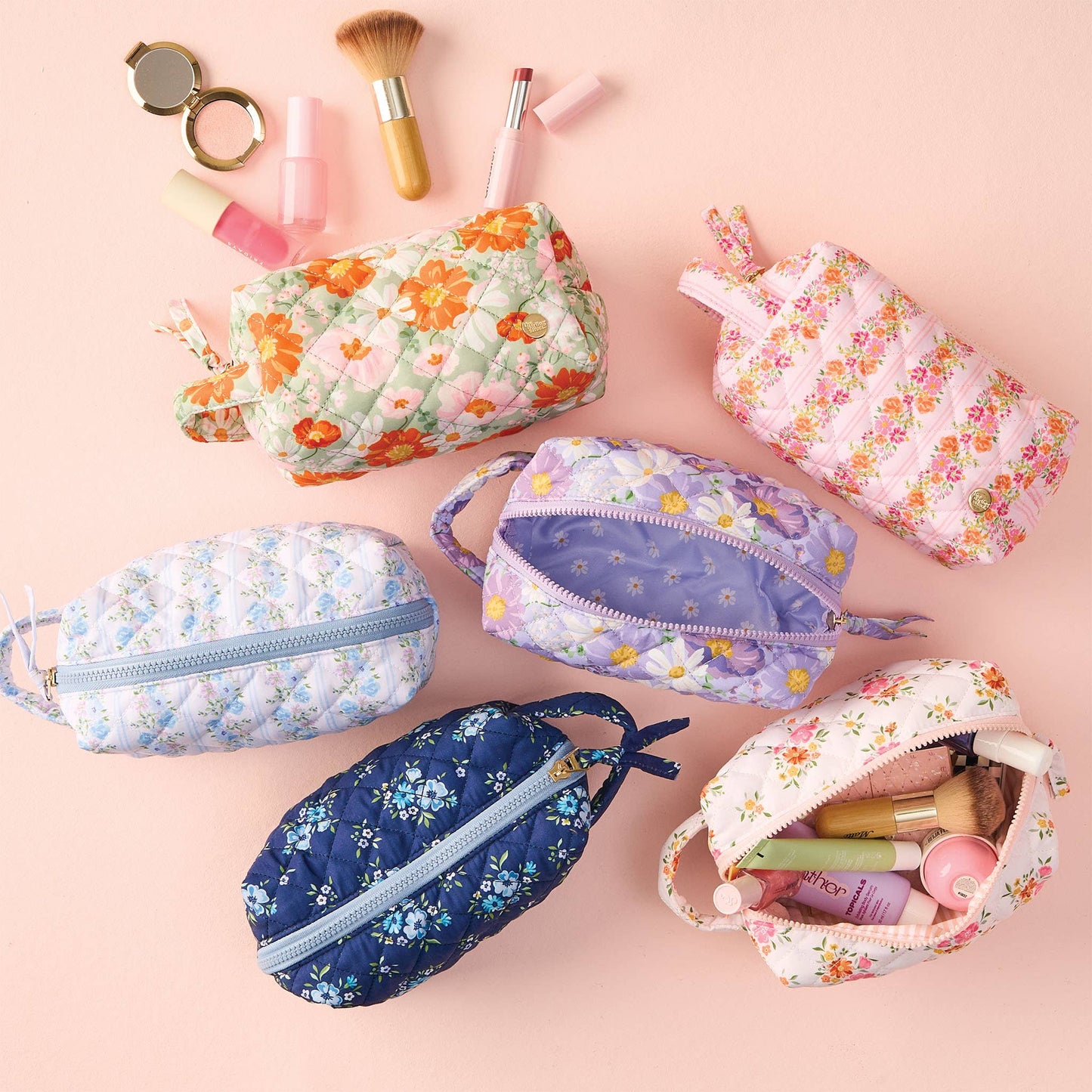 Essentials Quilted Cosmetic Pouch-Bouquet Beauty Sage