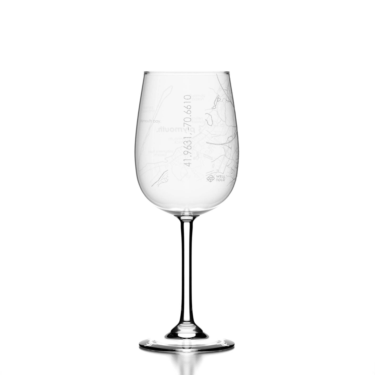 Plymouth MA Map Stemmed Wine Glass