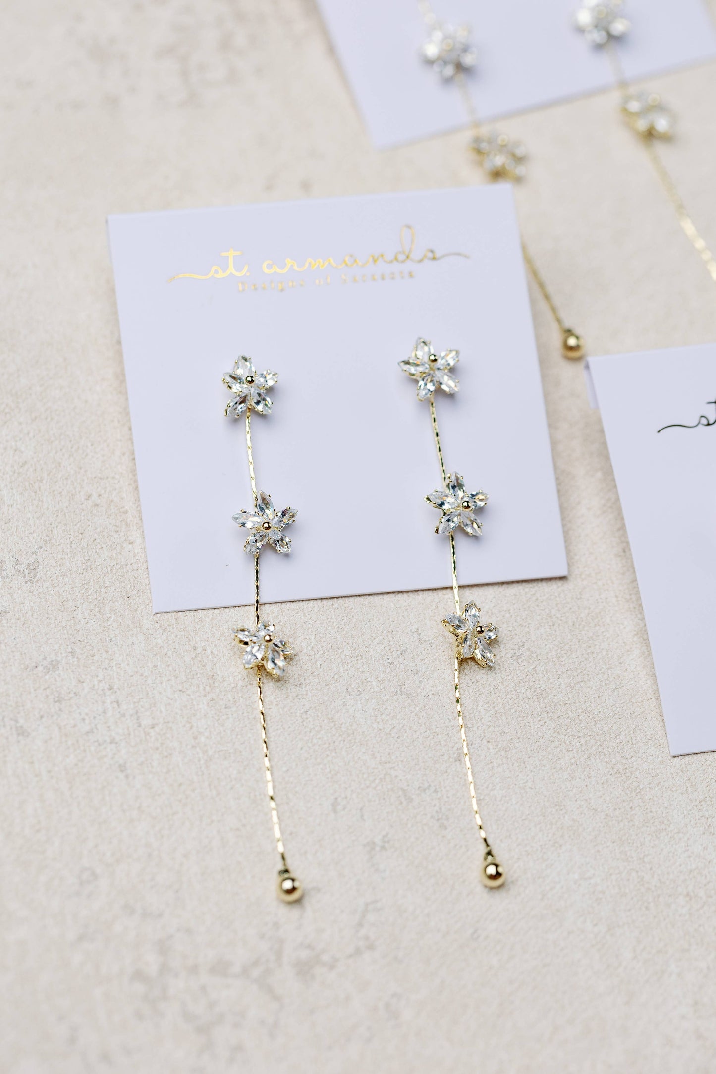 Diamond Daisy Gold Duster Drop Earrings