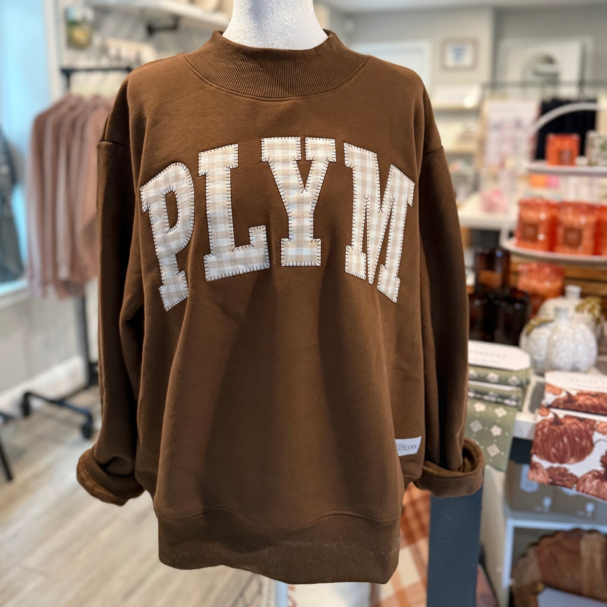 PLYM - Brown Gingham Mockneck