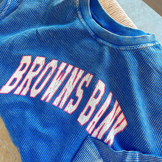 Browns Bank Royal Blue Corded Crew