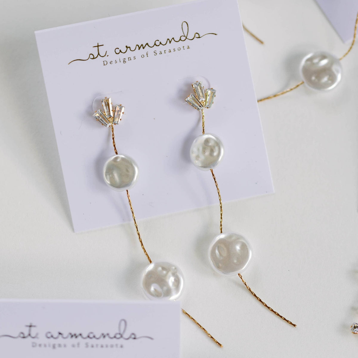 Pearl and Diamond Drop Earrings