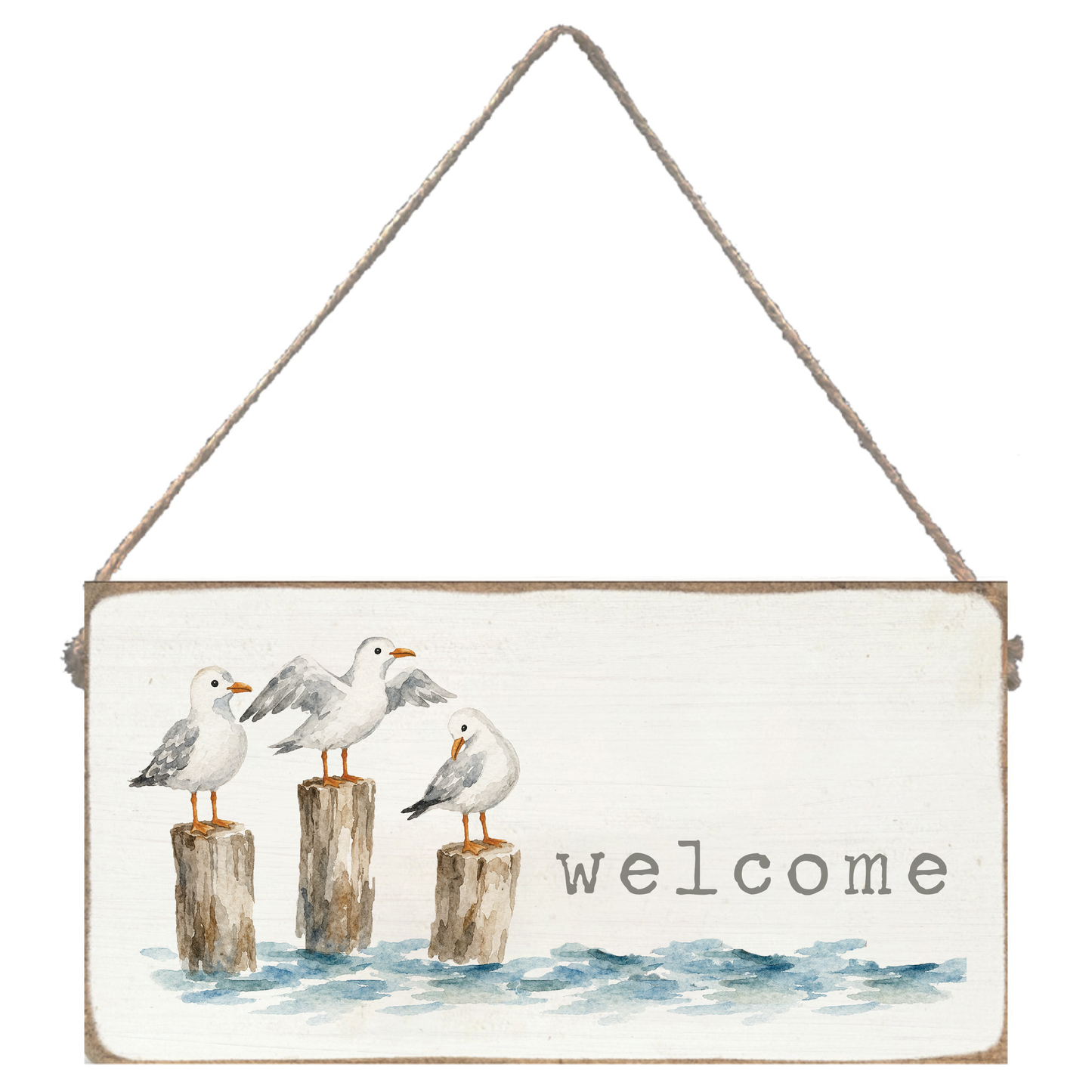 Gull Trio Welcome Twine Sign