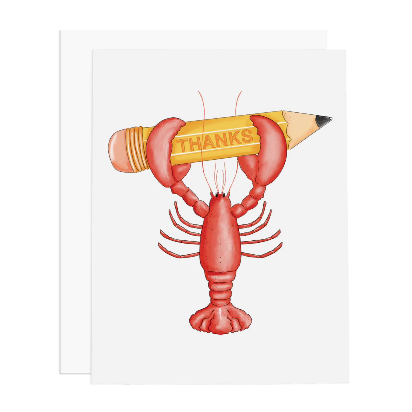Lobster Pencil Thanks Greeting Card