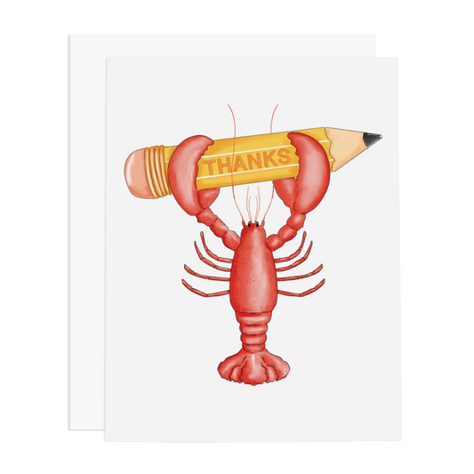 Lobster Pencil Thanks Greeting Card