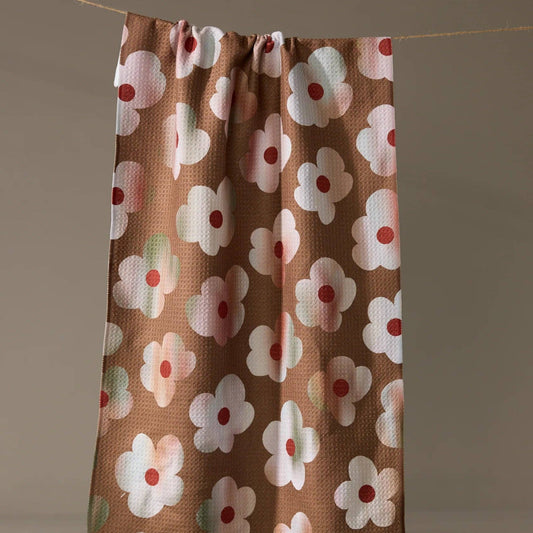 Brushed Bouquet Brown Tea Towel