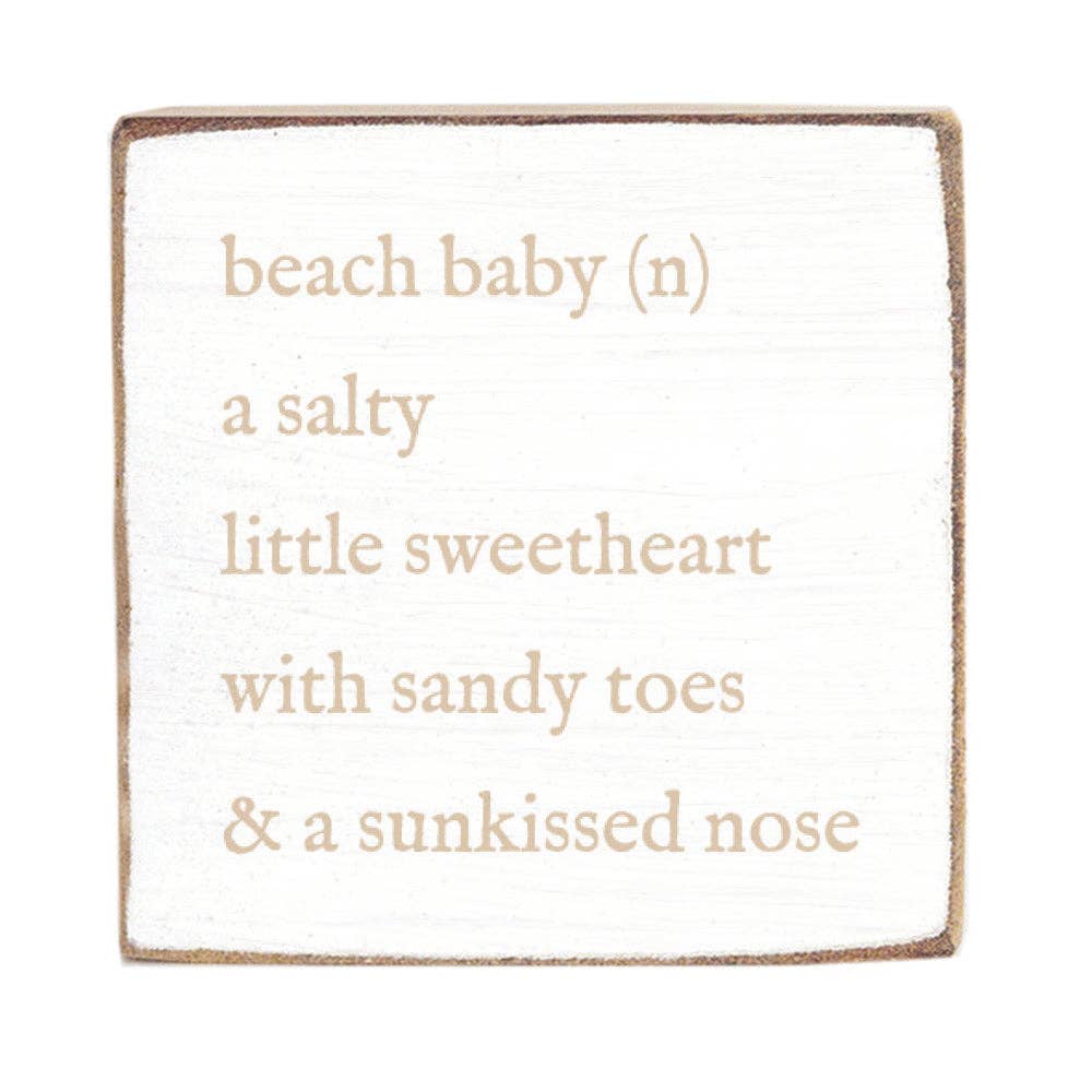 Beach Baby A Salty Square Block Sign
