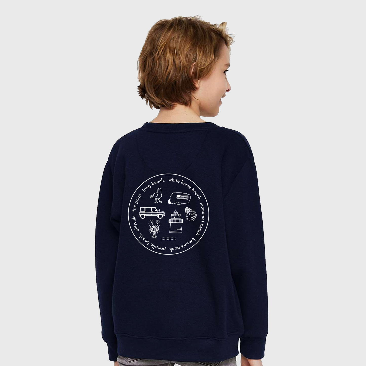 Iconic Local Youth Crewneck - Navy + White