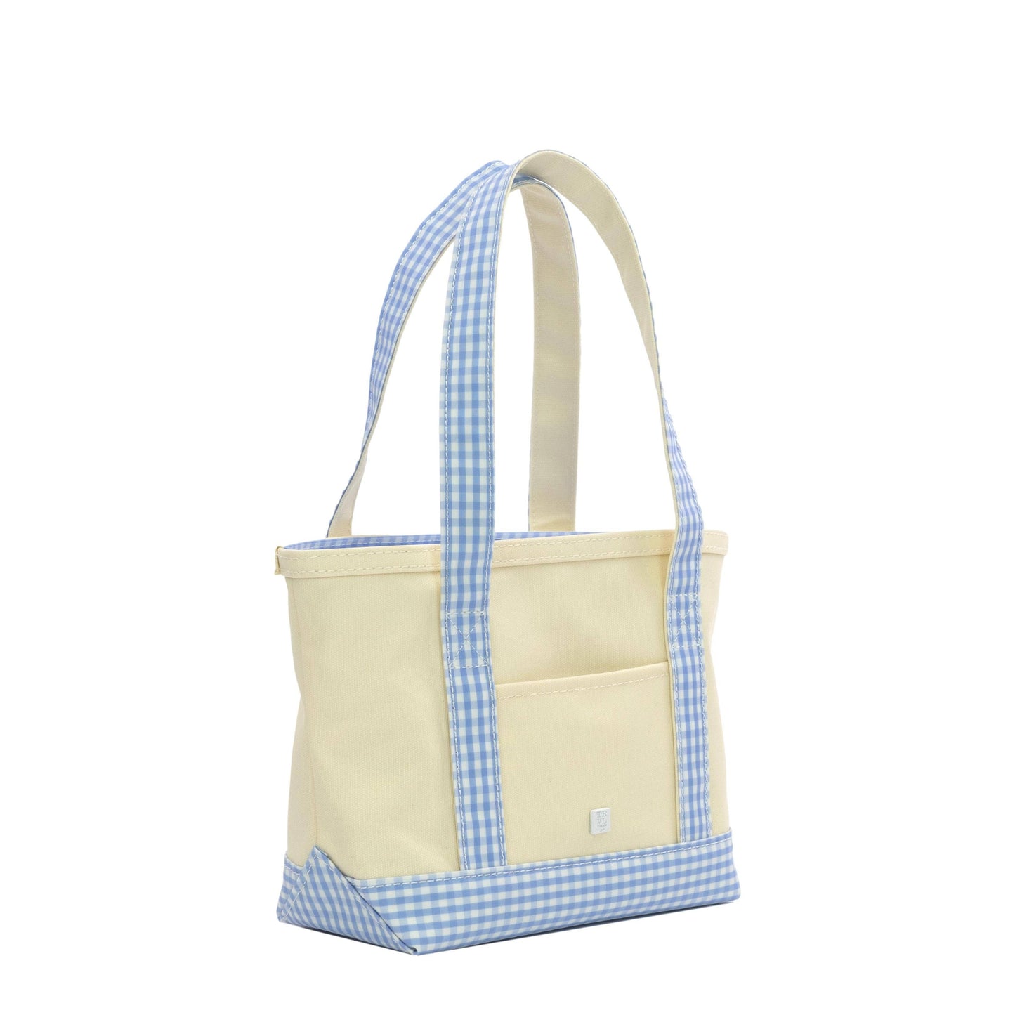 Mini Tote - Coated Canvas w/ Gingham Sky Trim
