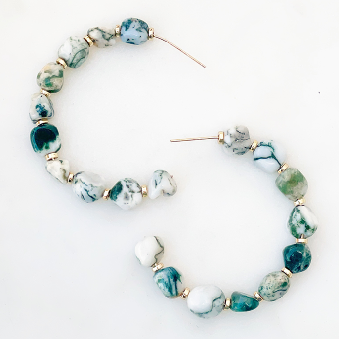 Organic Beaded Hoops: Greys