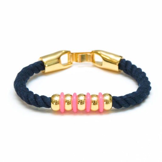 Regent - Navy/Pink/Gold - Nautical Rope Bracelet