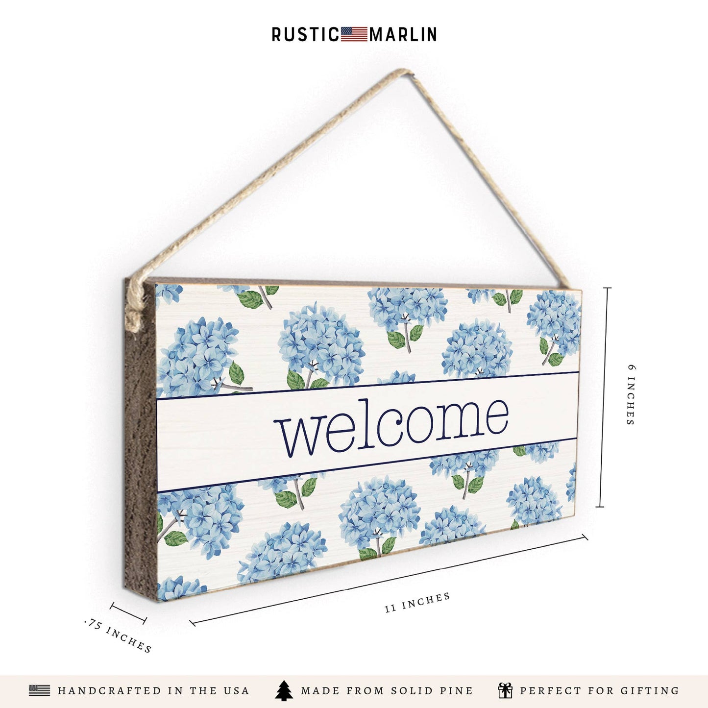 Blooming Hydrangea Twine Welcome Sign