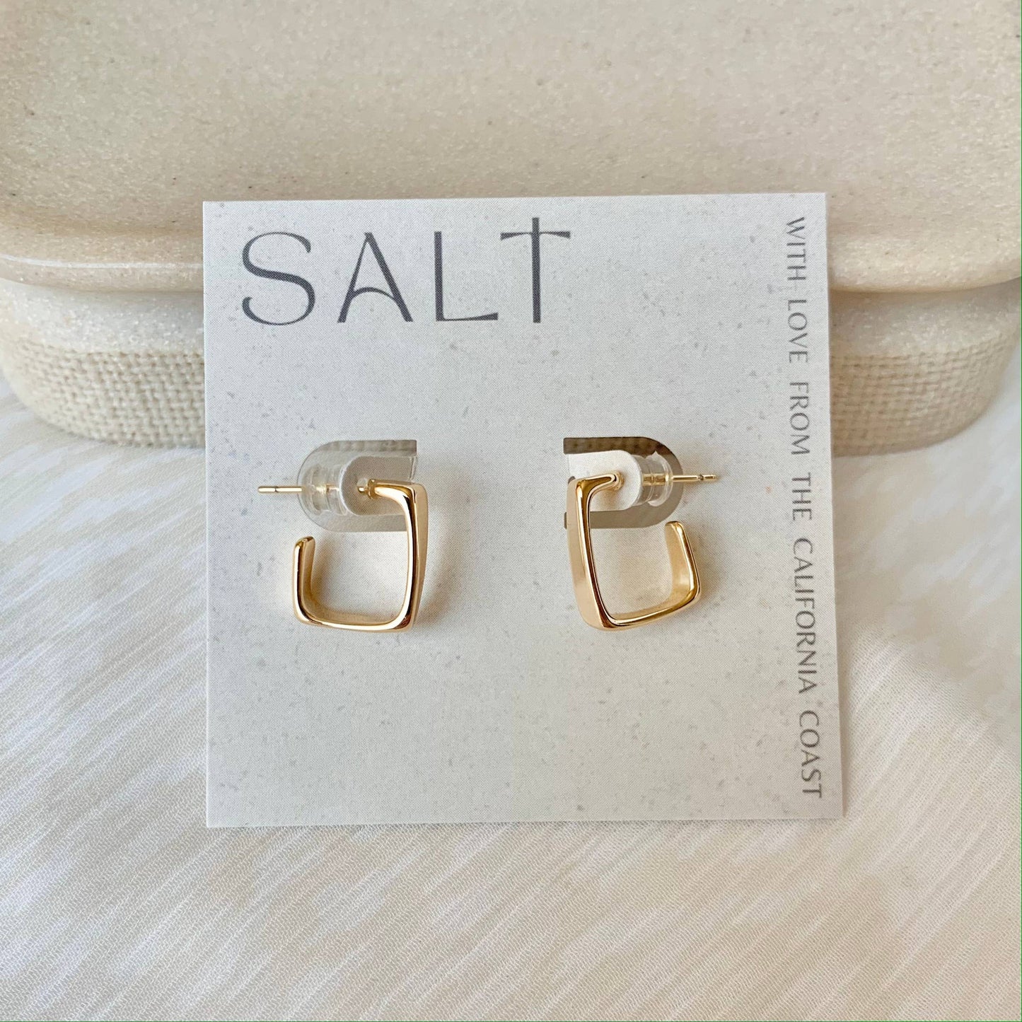 SQUARE HOOP EARRINGS | gold | stud post huggies