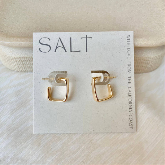 SQUARE HOOP EARRINGS | gold | stud post huggies