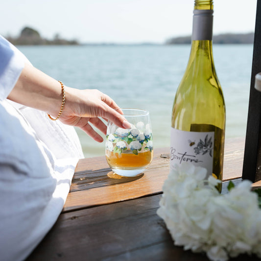 Wine Glass - Coastal Hydrangea