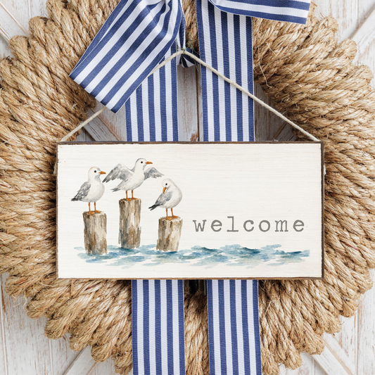 Gull Trio Welcome Twine Sign