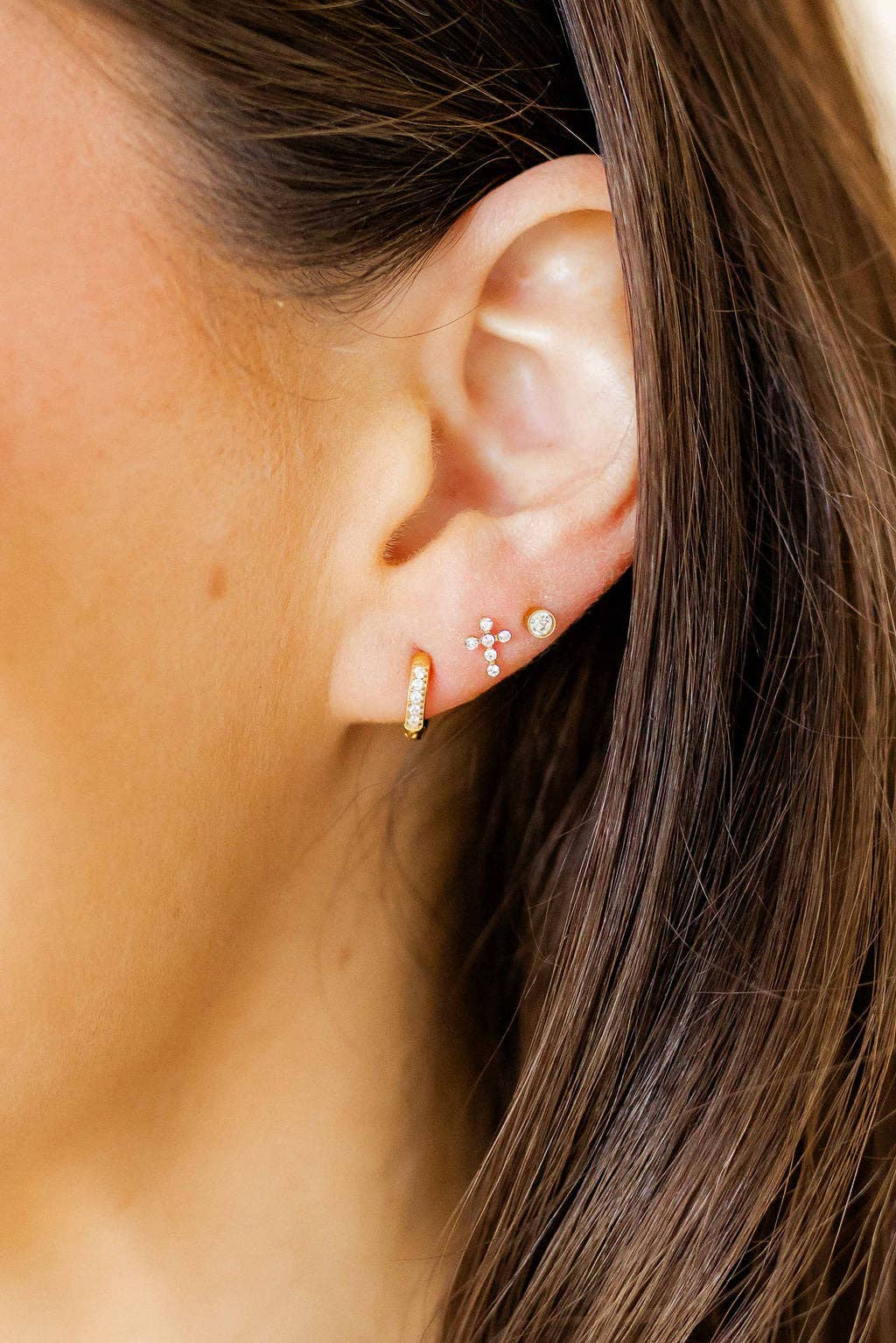 Screwback Stud Earrings - Cooper Clear Gold