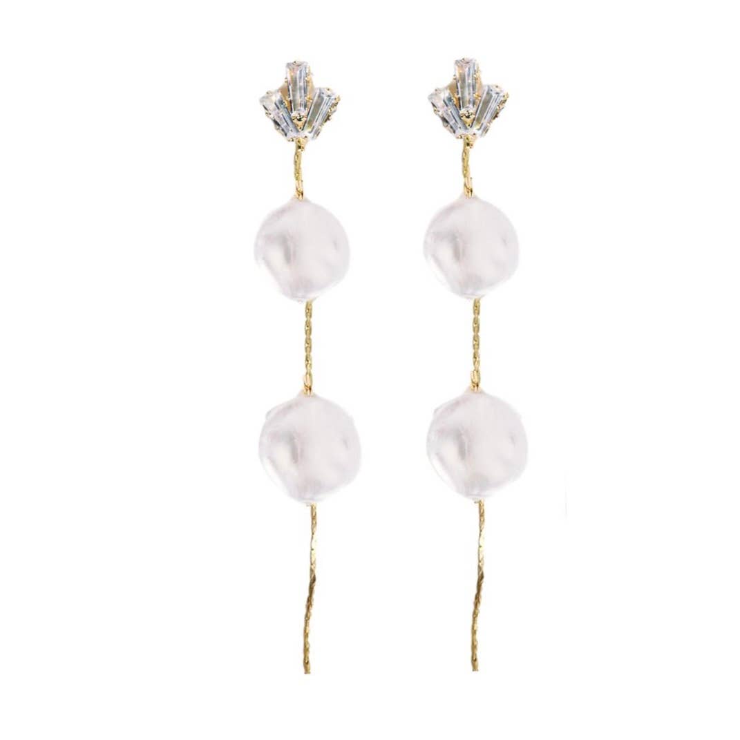 Pearl and Diamond Drop Earrings