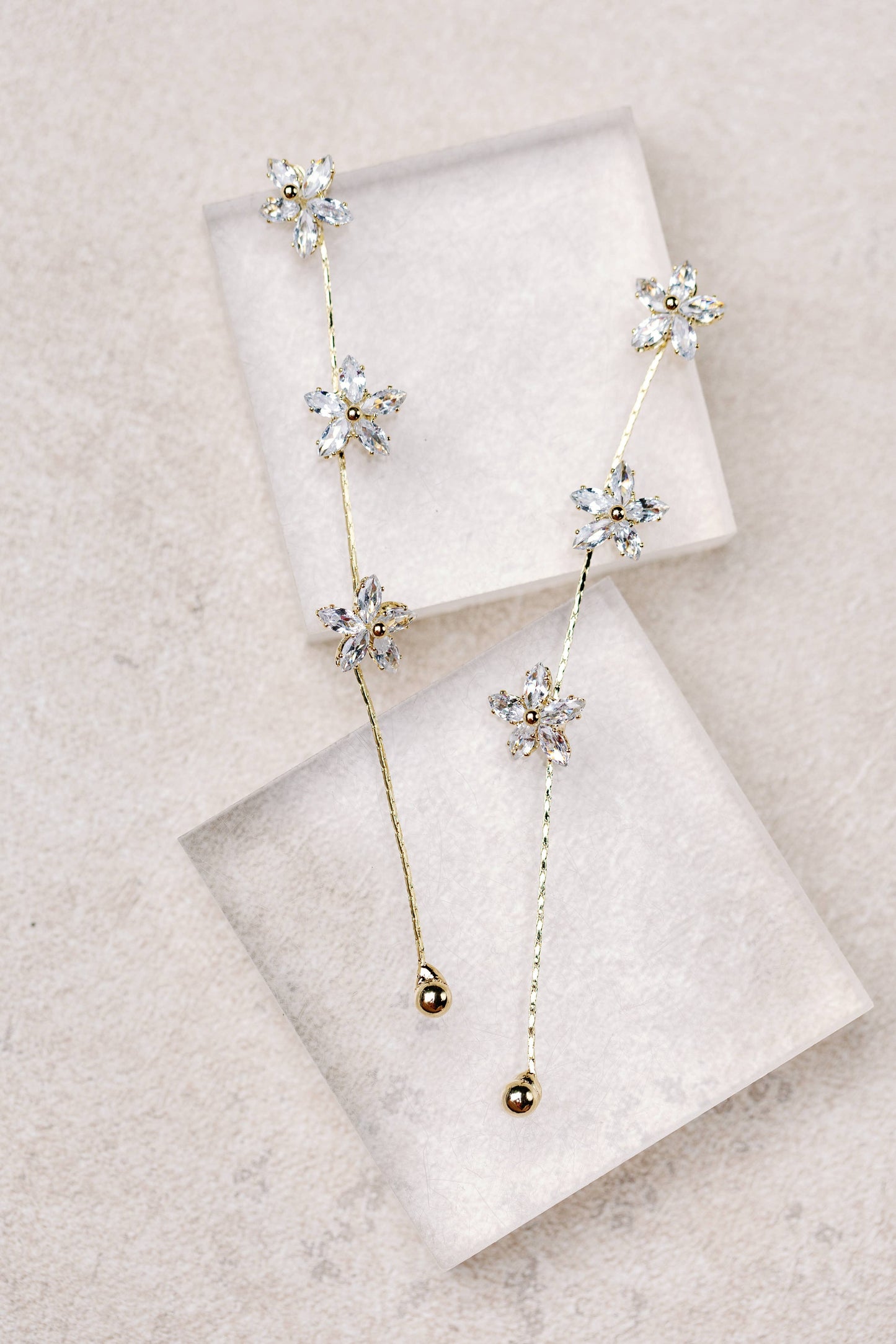 Diamond Daisy Gold Duster Drop Earrings