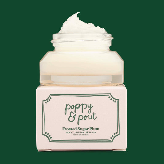 Poppy & Pout Limited Edition, Lip Mask, Holiday, Frosted Sugar Plum