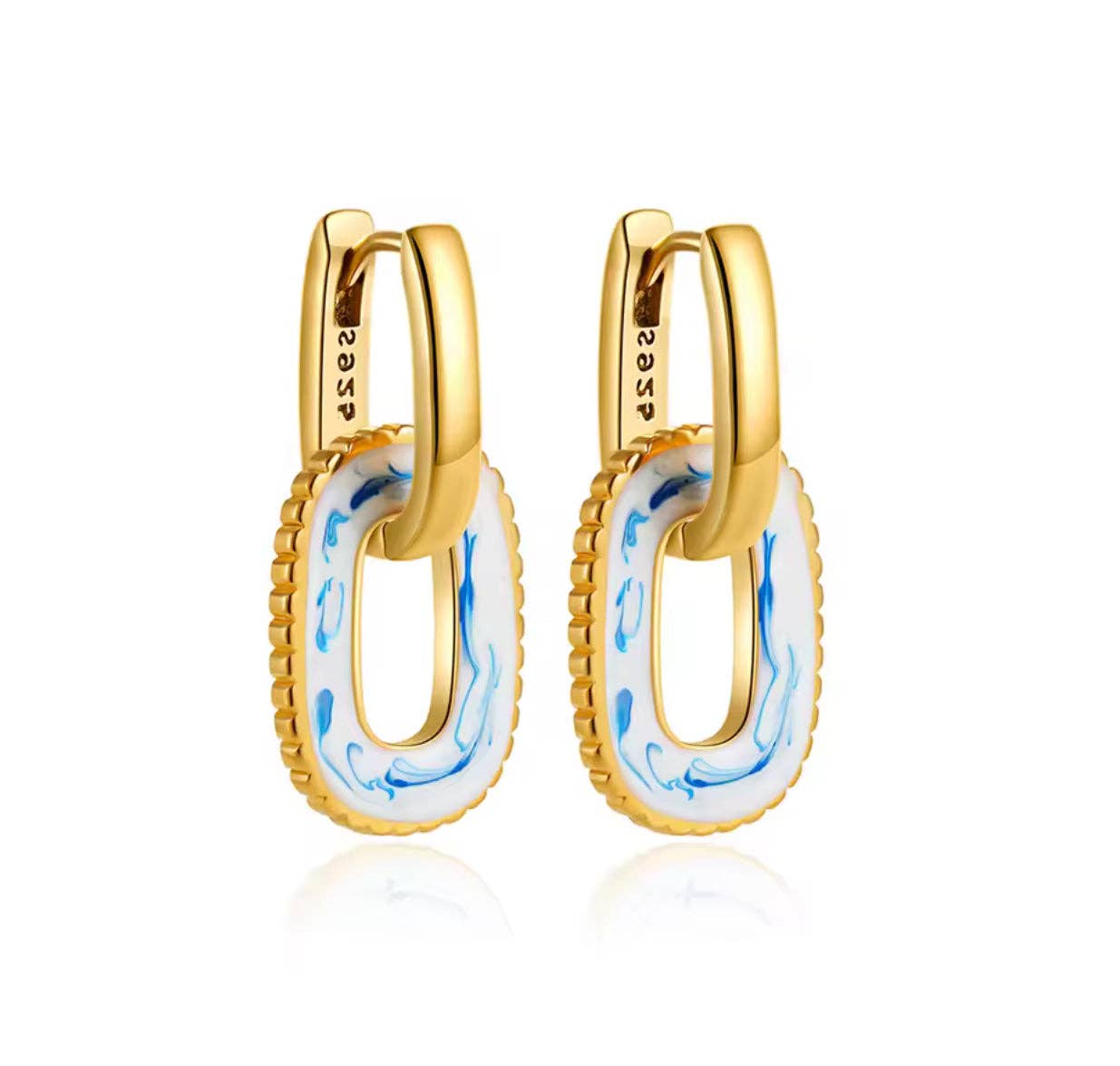 Watercolor Oval Charm Earrings